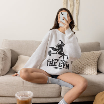 Witch Lifting Barbell Off to the Gym Sweatshirt | Halloween Fitness I Gildan