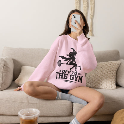 Witch Lifting Barbell Off to the Gym Sweatshirt | Halloween Fitness I Gildan