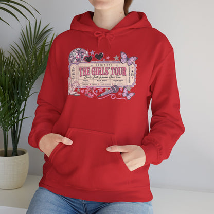 The Girls Just Wanna Have Fun Tour Ticket Graphic Hoodie | Butterfly Floral Ticket Sweatshirt