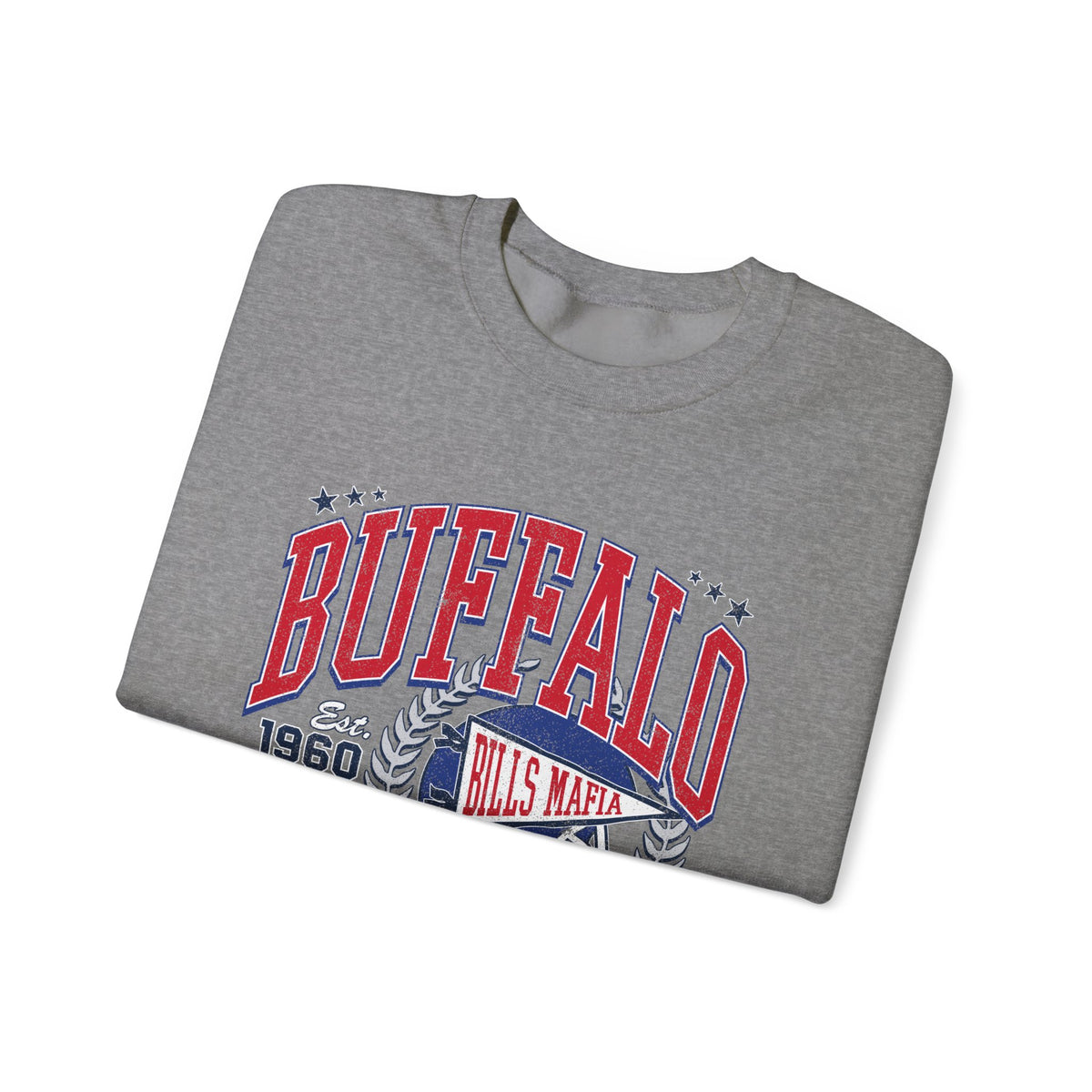 Buffalo Football Helmet Vintage Graphic Sweatshirt | 1960 Bills Logo I Gildan Crewneck Unisex