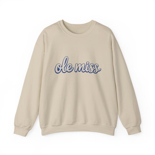Ole Miss Crewneck Sweatshirt — Retro Script University Pullover