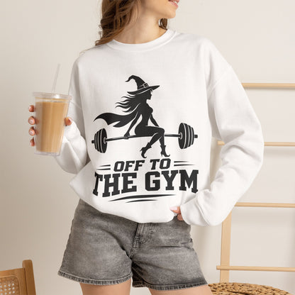 Witch Lifting Barbell Off to the Gym Sweatshirt | Halloween Fitness I Gildan