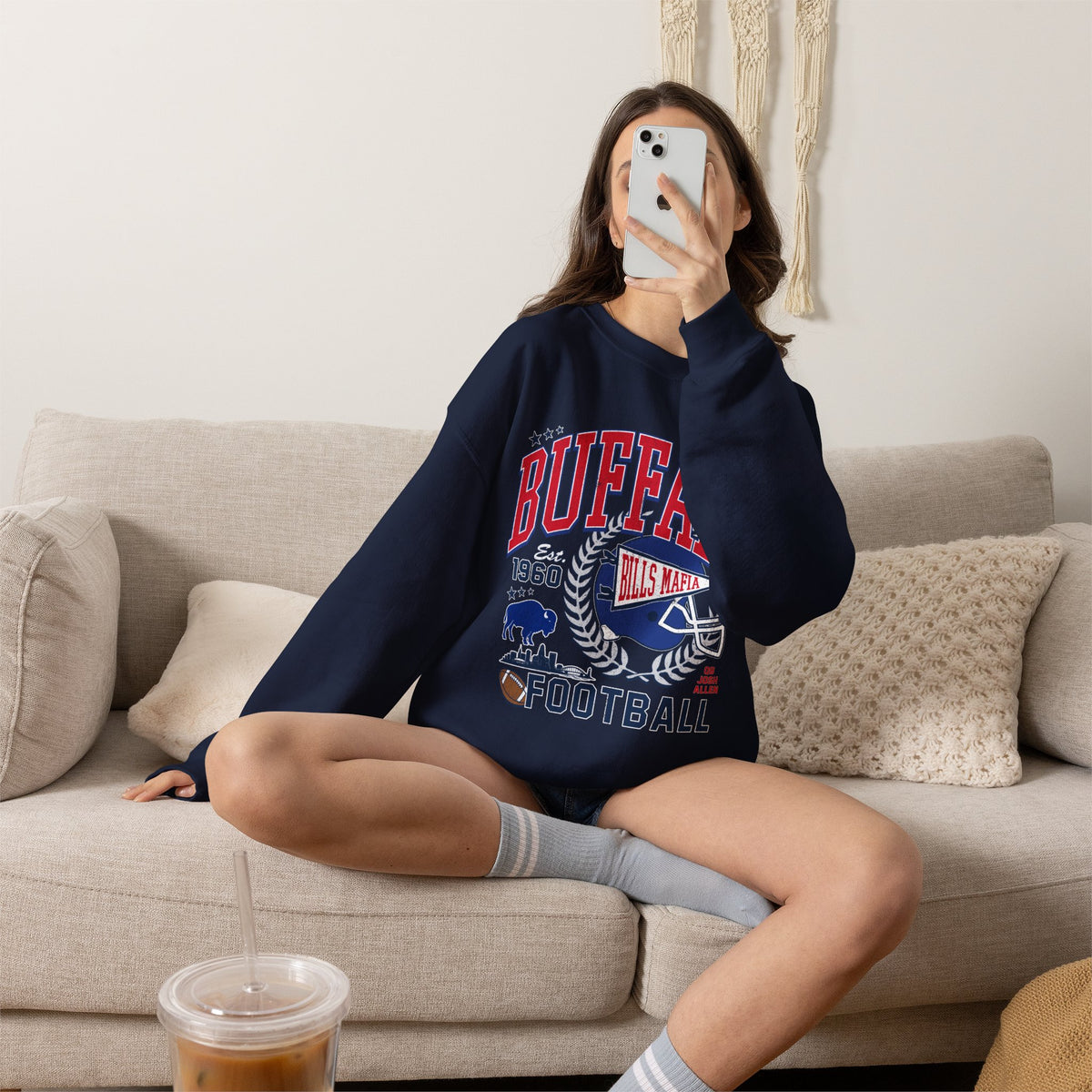 Buffalo Football Helmet Vintage Graphic Sweatshirt | 1960 Bills Logo I Gildan Crewneck Unisex