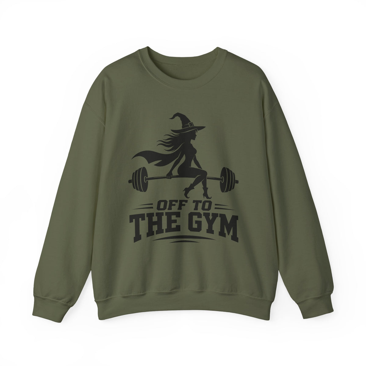 Witch Lifting Barbell Off to the Gym Sweatshirt | Halloween Fitness I Gildan