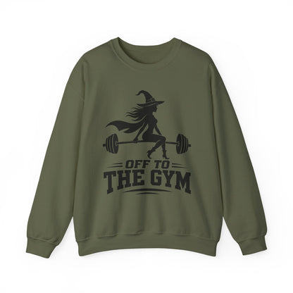 Witch Lifting Barbell Off to the Gym Sweatshirt | Halloween Fitness I Gildan