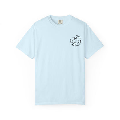 Don't Be Moody Grow Ya Booty T-Shirt | Funny Retro Script, Chest Peach Logo I
