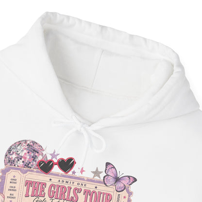 The Girls Just Wanna Have Fun Tour Ticket Graphic Hoodie | Butterfly Floral Ticket Sweatshirt