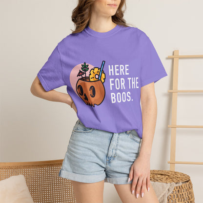 Halloween Pumpkin Graphic T-Shirt — "Here For The Boos"