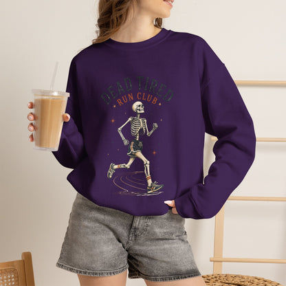 Dead Tired Run Club sweatshirt | Skeleton Runner Illustration I Gildan Crewneck