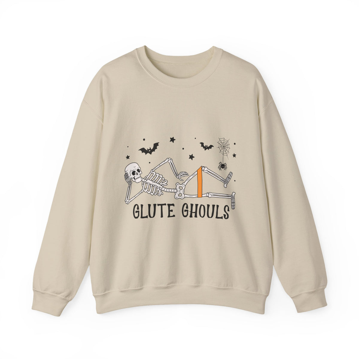 Glute Ghouls Skeleton Lounge Sweatshirt | Halloween Skeleton Fitness I Gildan Crewneck