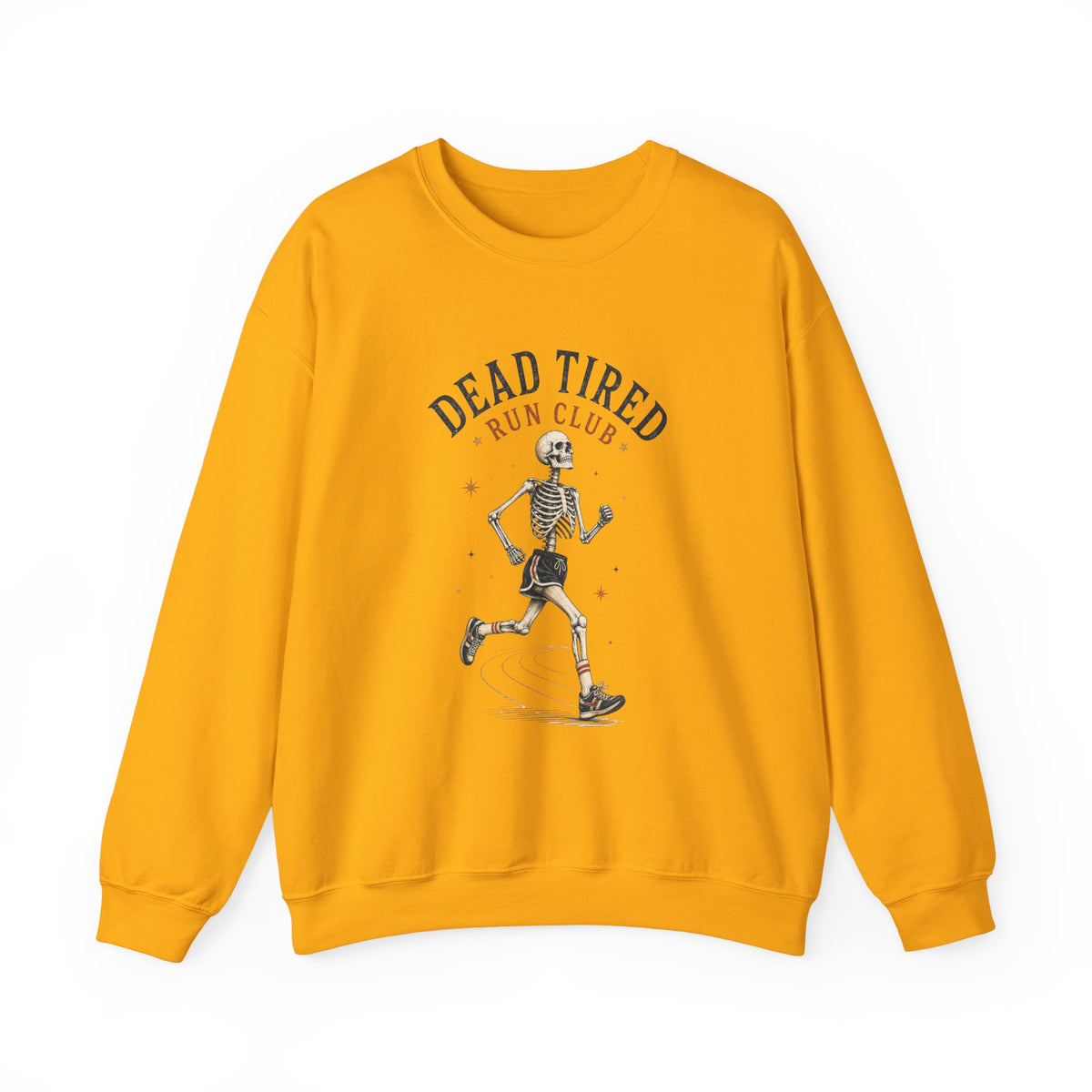Dead Tired Run Club sweatshirt | Skeleton Runner Illustration I Gildan Crewneck