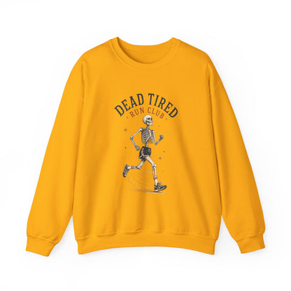 Dead Tired Run Club sweatshirt | Skeleton Runner Illustration I Gildan Crewneck