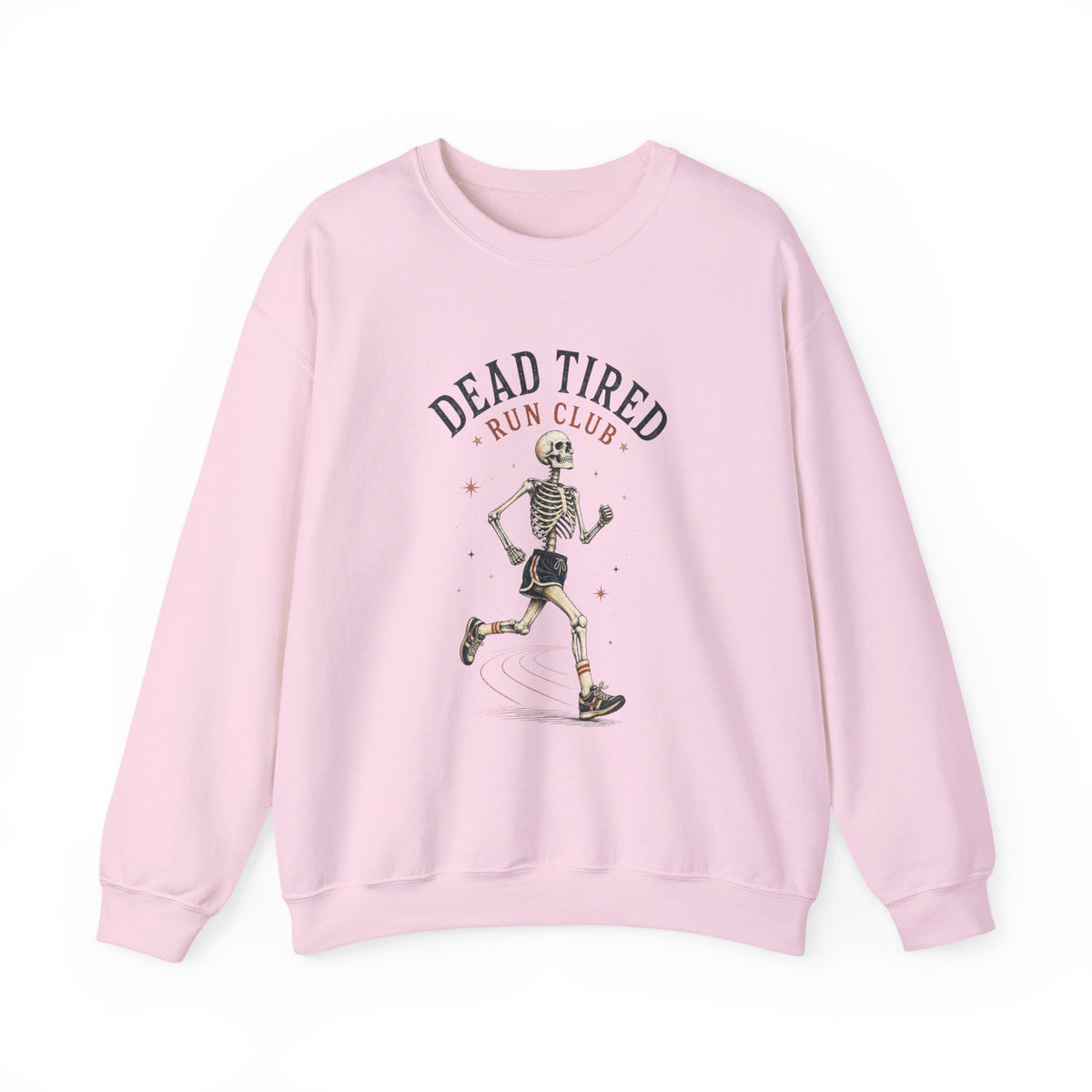 Dead Tired Run Club sweatshirt | Skeleton Runner Illustration I Gildan Crewneck