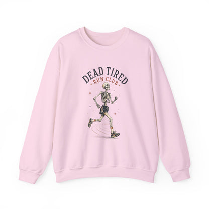 Dead Tired Run Club sweatshirt | Skeleton Runner Illustration I Gildan Crewneck