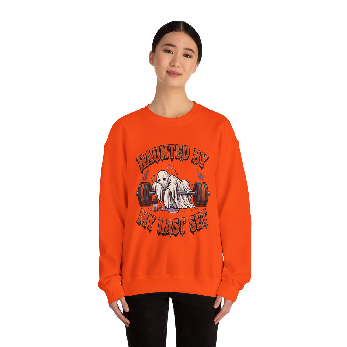 Haunted By My Last Set Sweatshirt | Ghost Lifting Gym Fitness I Gildan Crewneck