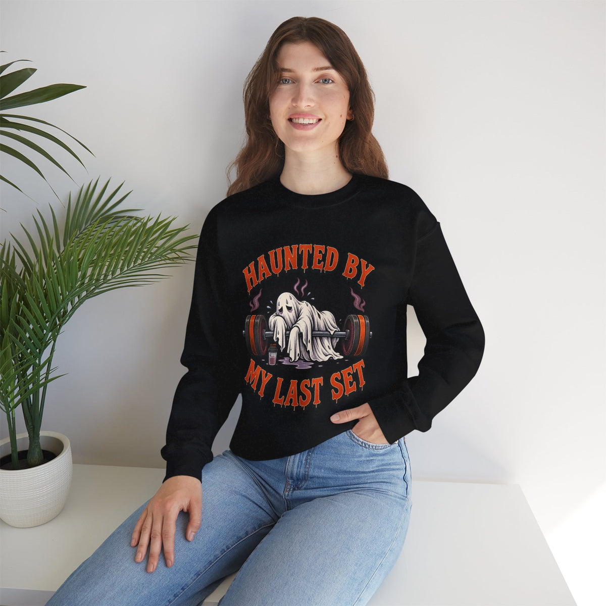 Haunted By My Last Set Sweatshirt | Ghost Lifting Gym Fitness I Gildan Crewneck