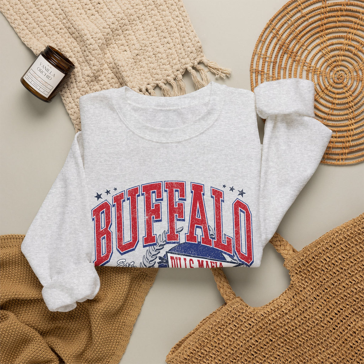 Buffalo Football Helmet Vintage Graphic Sweatshirt | 1960 Bills Logo I Gildan Crewneck Unisex