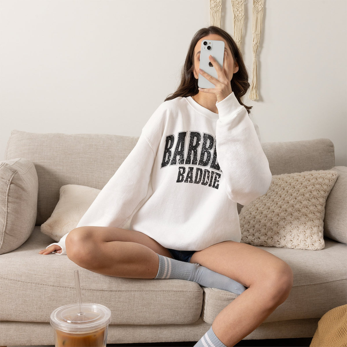 Barbell Baddie Sweatshirt | Gym Fitness Crewneck I Gildan Crewneck