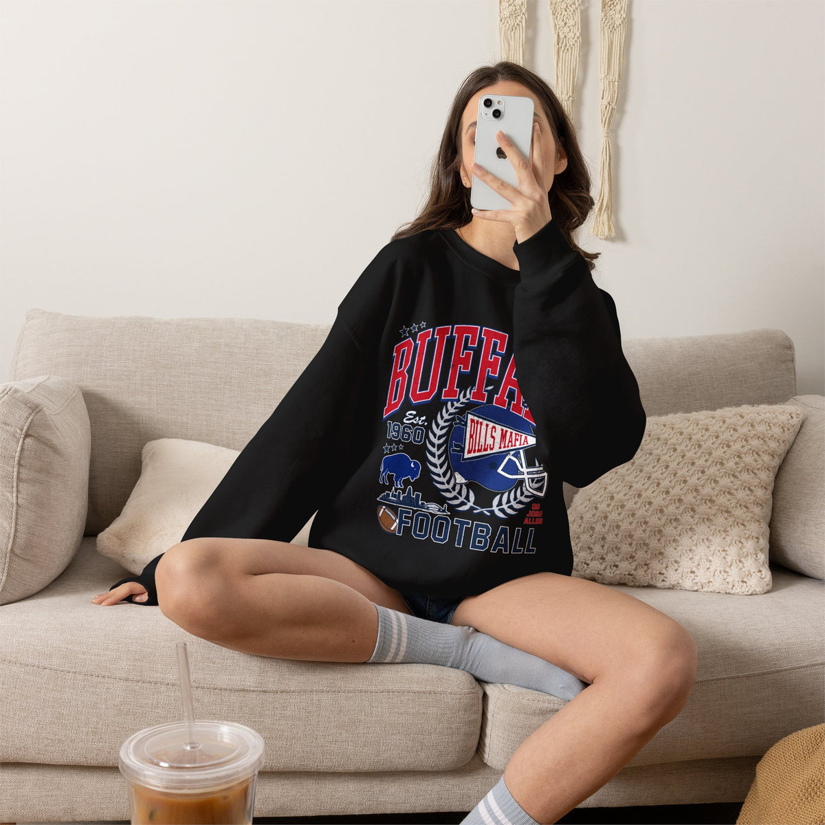 Buffalo Football Helmet Vintage Graphic Sweatshirt | 1960 Bills Logo I Gildan Crewneck Unisex