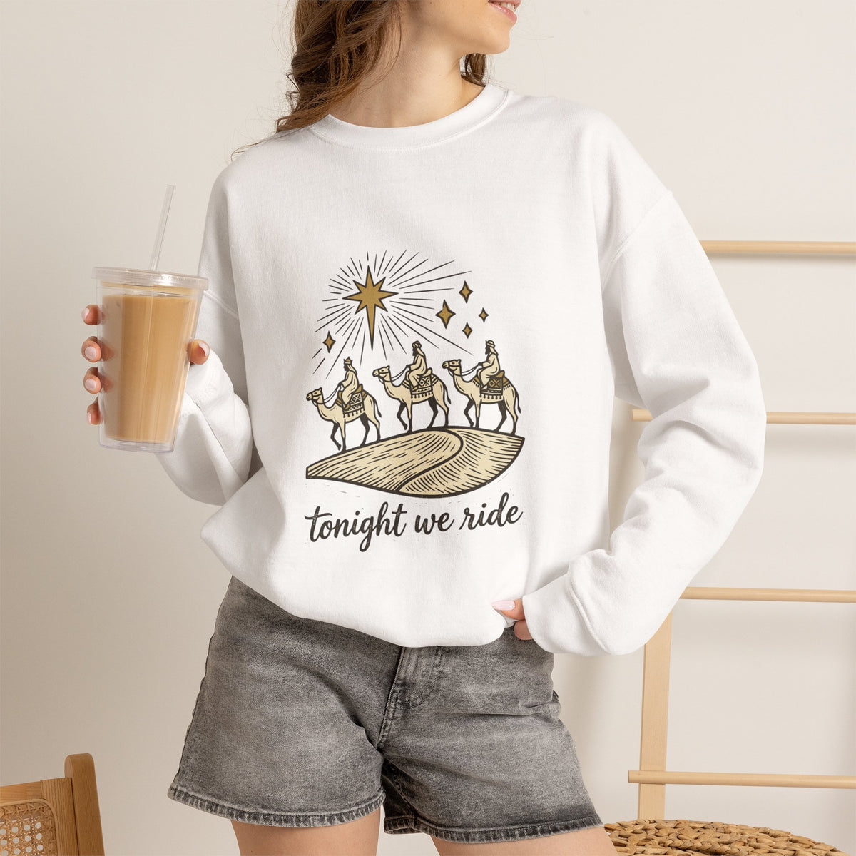 Three Wise Men Christmas Sweatshirt | Nativity Camel Storybook