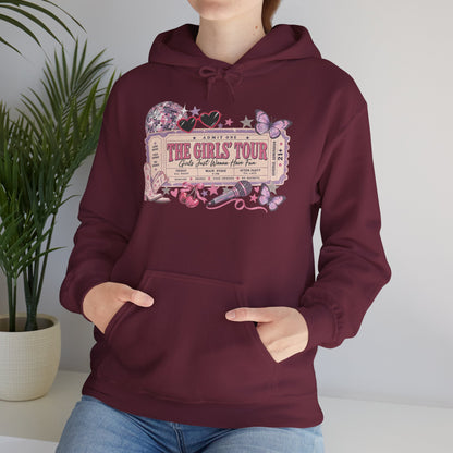 The Girls Just Wanna Have Fun Tour Ticket Graphic Hoodie | Butterfly Floral Ticket Sweatshirt