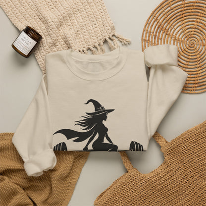 Witch Lifting Barbell Off to the Gym Sweatshirt | Halloween Fitness I Gildan