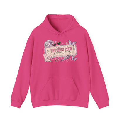 The Girls Just Wanna Have Fun Tour Ticket Graphic Hoodie | Butterfly Floral Ticket Sweatshirt