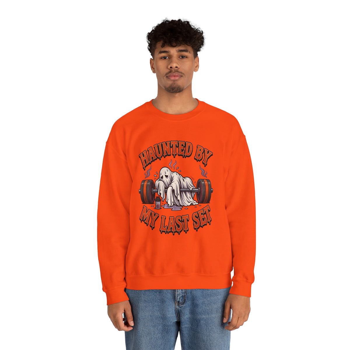 Haunted By My Last Set Sweatshirt | Ghost Lifting Gym Fitness I Gildan Crewneck