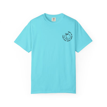Don't Be Moody Grow Ya Booty T-Shirt | Funny Retro Script, Chest Peach Logo I