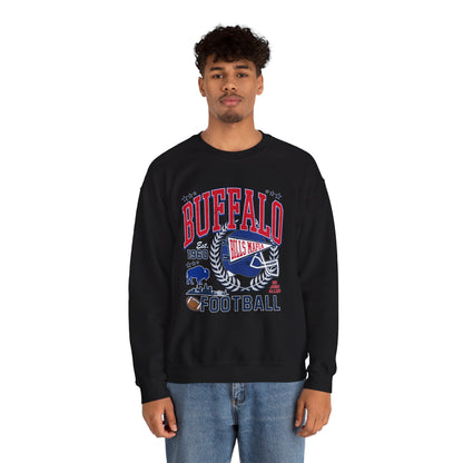 Buffalo Football Helmet Vintage Graphic Sweatshirt | 1960 Bills Logo I Gildan Crewneck Unisex