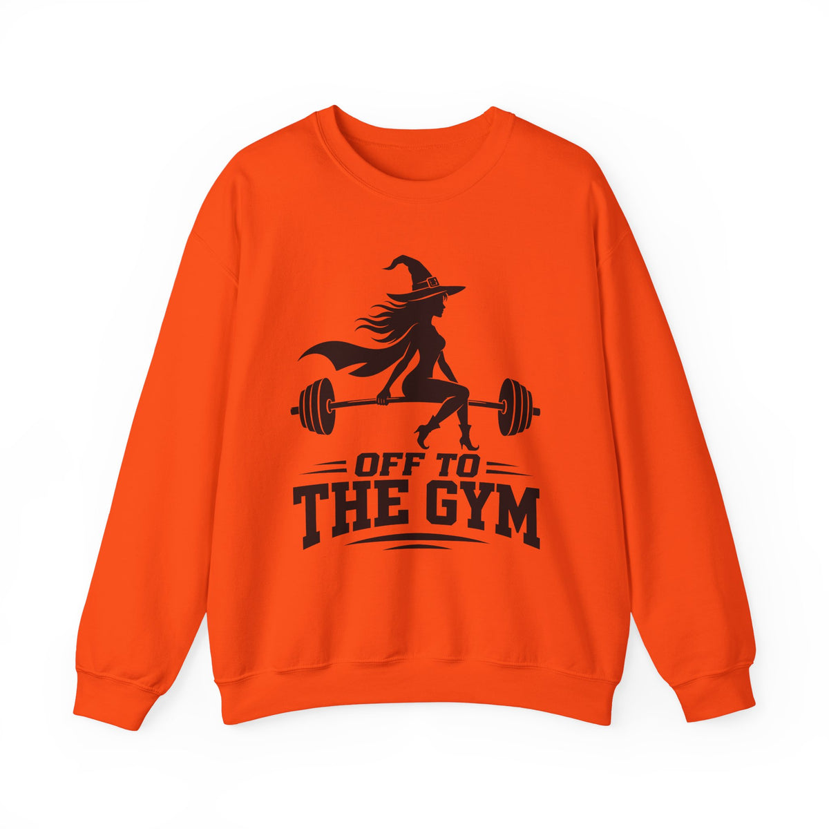 Witch Lifting Barbell Off to the Gym Sweatshirt | Halloween Fitness I Gildan