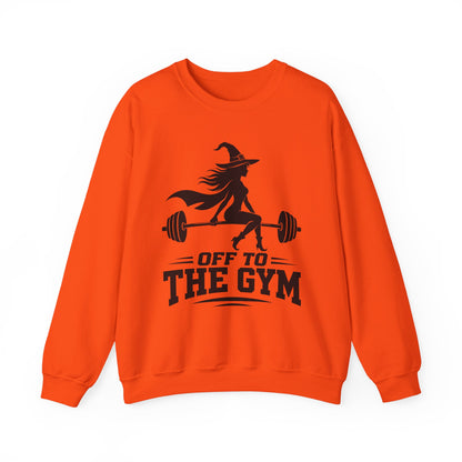 Witch Lifting Barbell Off to the Gym Sweatshirt | Halloween Fitness I Gildan