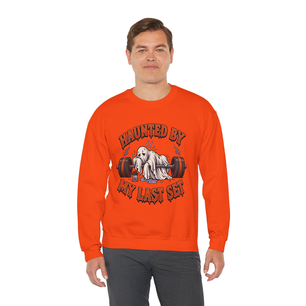 Haunted By My Last Set Sweatshirt | Ghost Lifting Gym Fitness I Gildan Crewneck