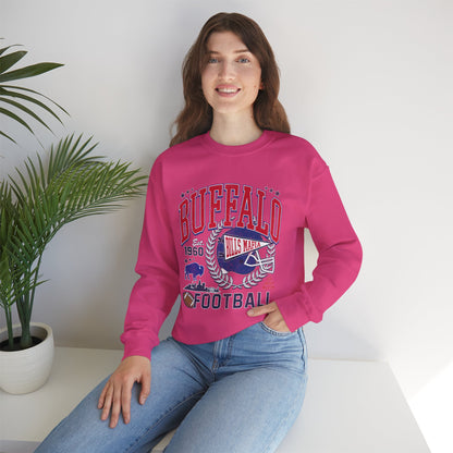 Buffalo Football Helmet Vintage Graphic Sweatshirt | 1960 Bills Logo I Gildan Crewneck Unisex