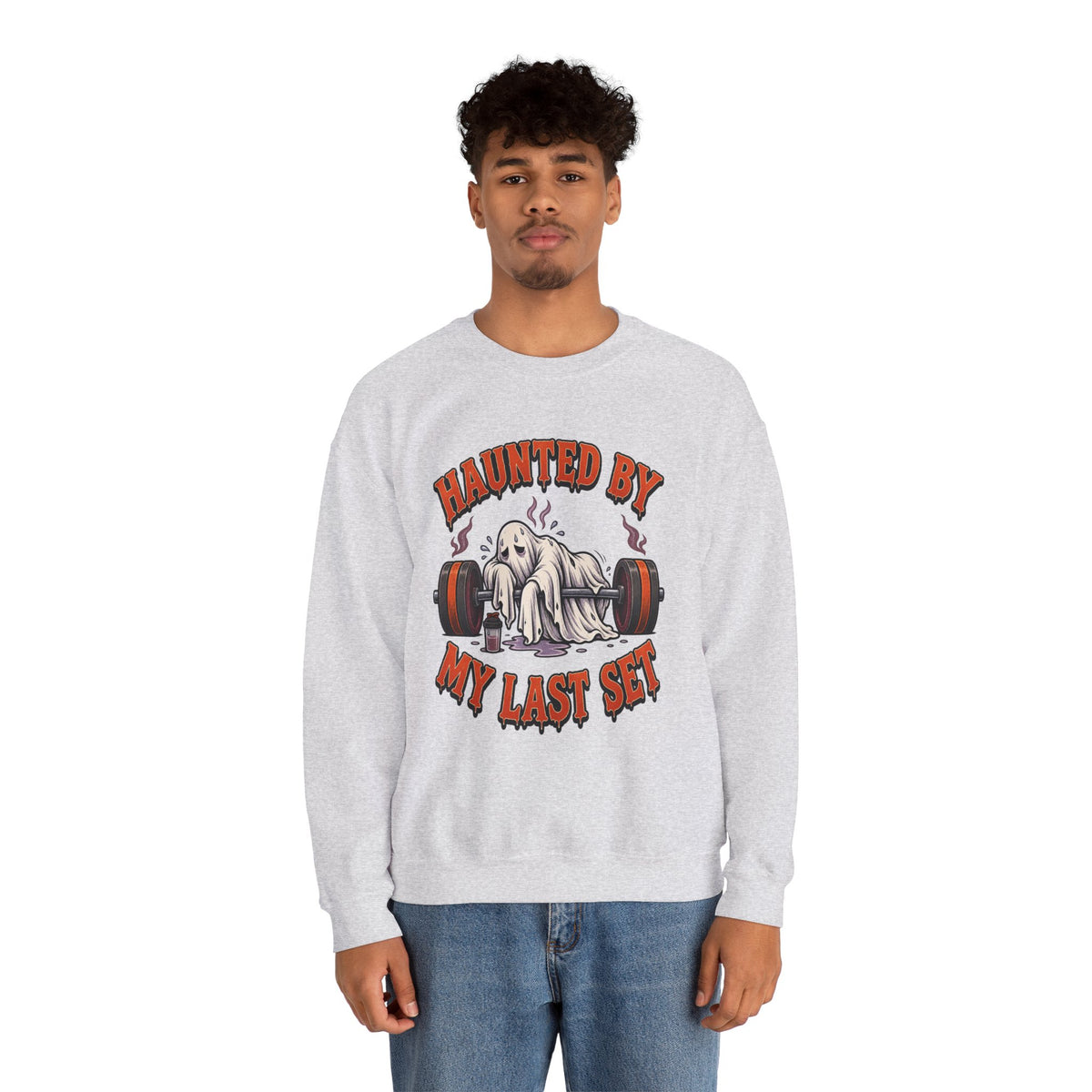 Haunted By My Last Set Sweatshirt | Ghost Lifting Gym Fitness I Gildan Crewneck