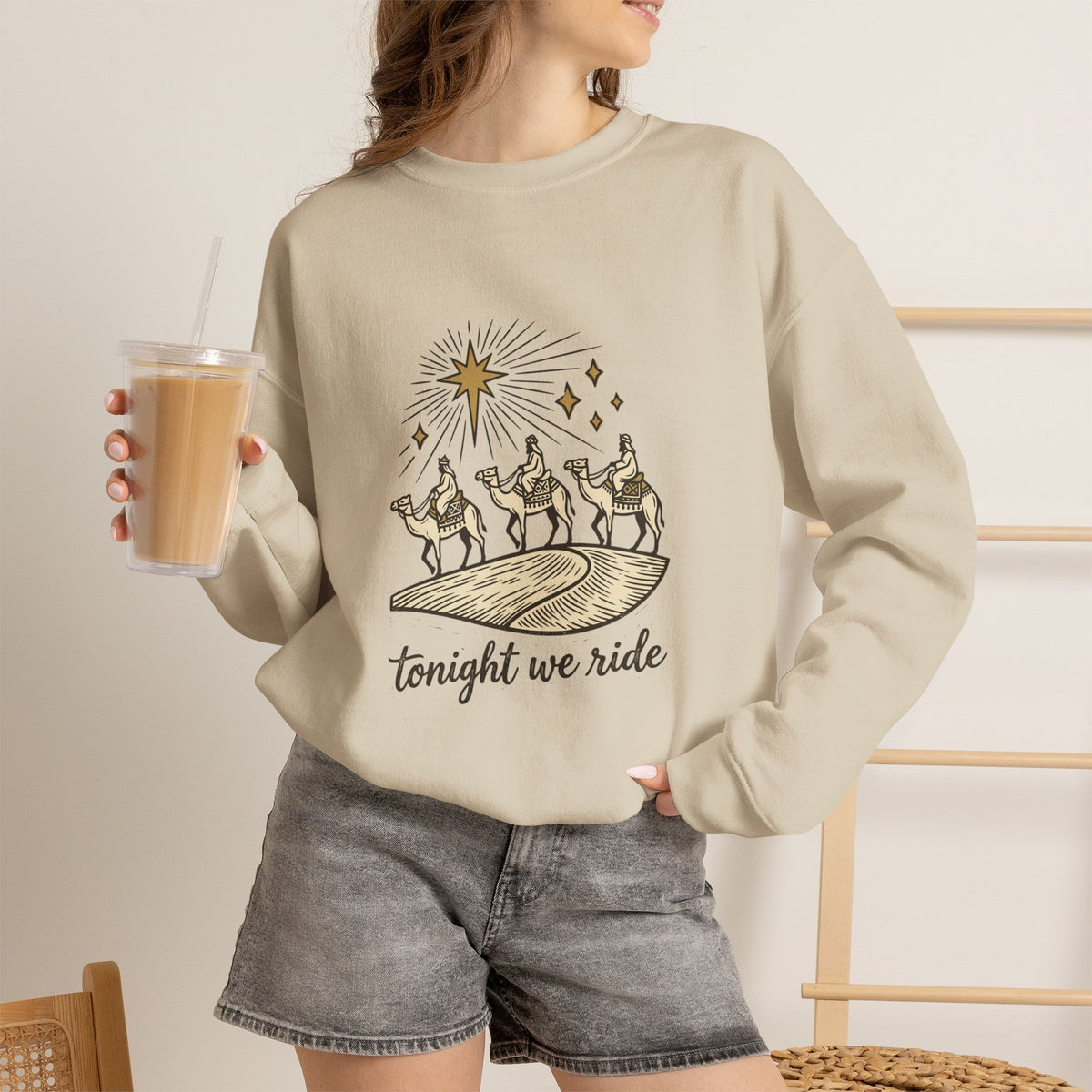 Three Wise Men Christmas Sweatshirt | Nativity Camel Storybook