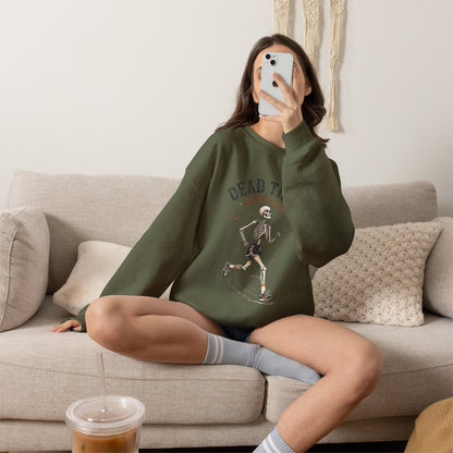 Dead Tired Run Club sweatshirt | Skeleton Runner Illustration I Gildan Crewneck