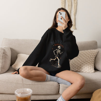 Dead Tired Run Club sweatshirt | Skeleton Runner Illustration I Gildan Crewneck