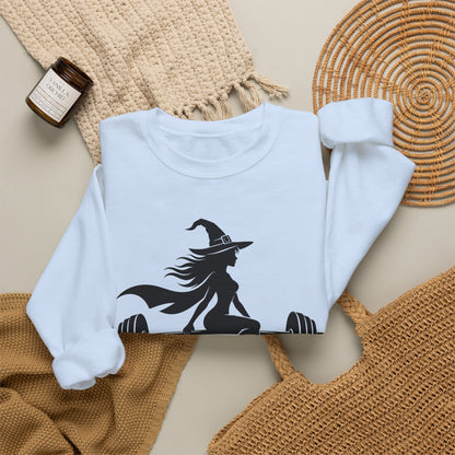 Witch Lifting Barbell Off to the Gym Sweatshirt | Halloween Fitness I Gildan