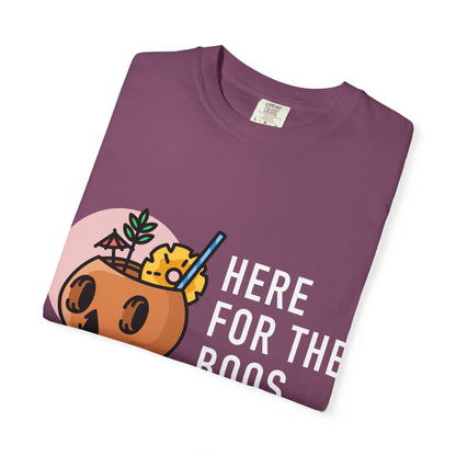 Halloween Pumpkin Graphic T-Shirt — "Here For The Boos"