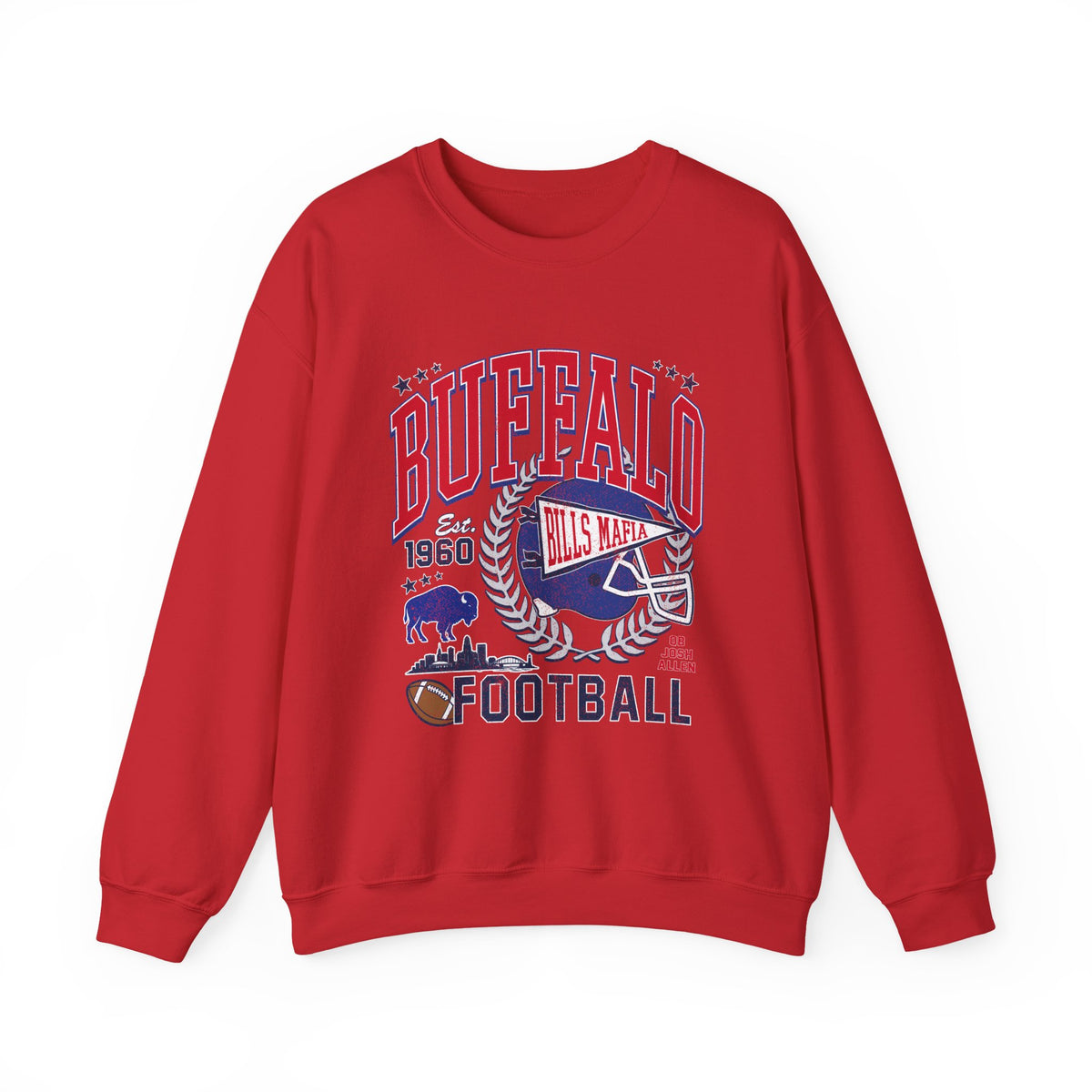 Buffalo Football Helmet Vintage Graphic Sweatshirt | 1960 Bills Logo I Gildan Crewneck Unisex