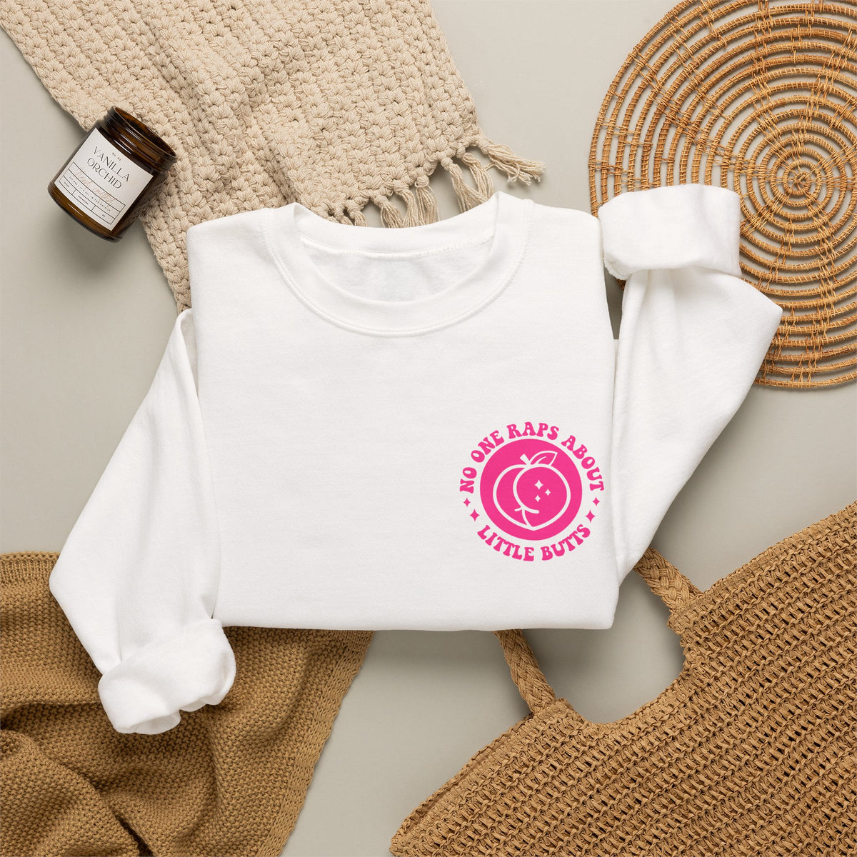 Squat Because No One Raps About Little Butts Sweatshirt | Pink Retro Fitness Quote I Gildan