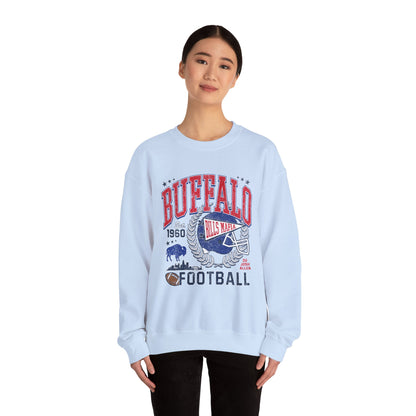 Buffalo Football Helmet Vintage Graphic Sweatshirt | 1960 Bills Logo I Gildan Crewneck Unisex