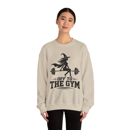 Witch Lifting Barbell Off to the Gym Sweatshirt | Halloween Fitness I Gildan