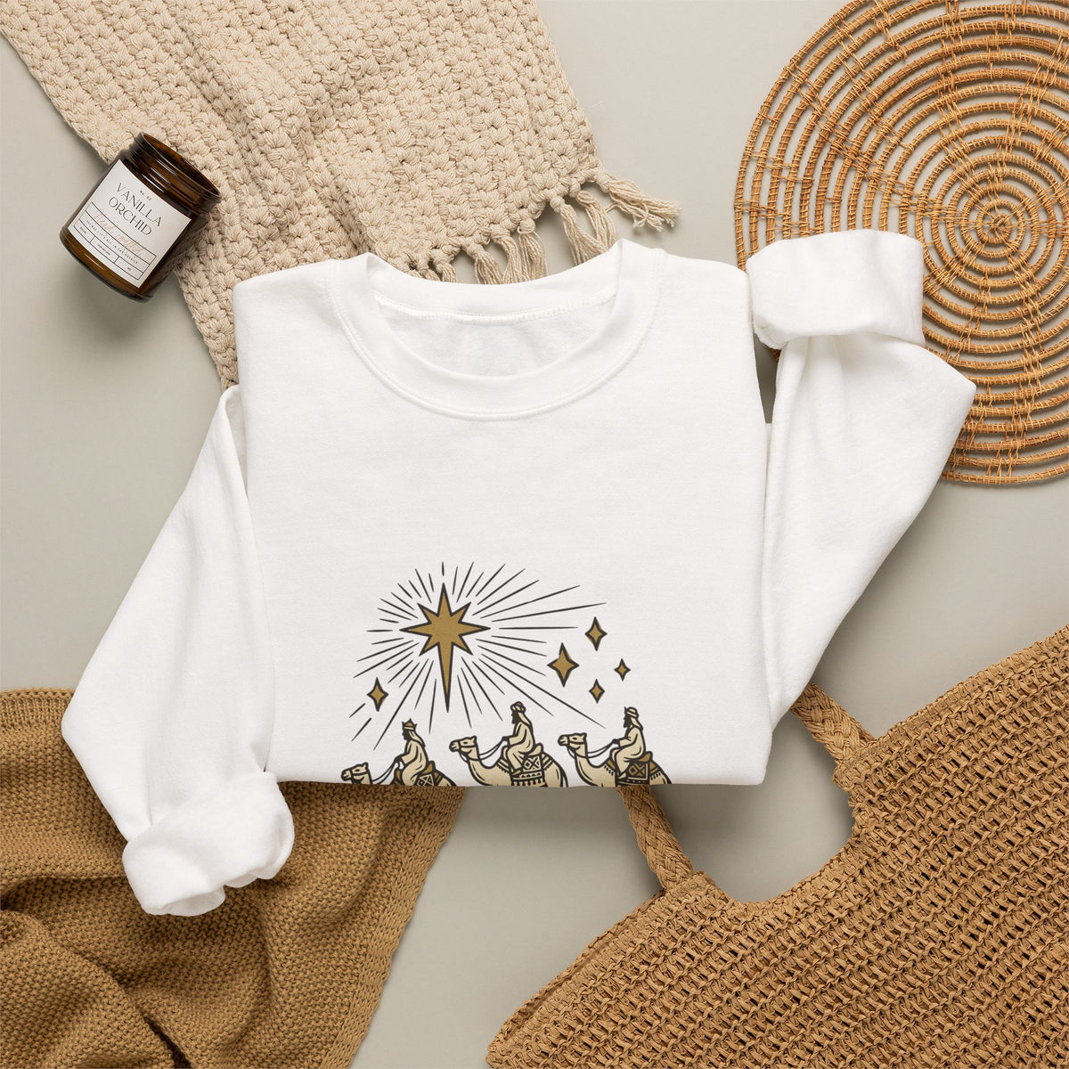 Three Wise Men Christmas Sweatshirt | Nativity Camel Storybook