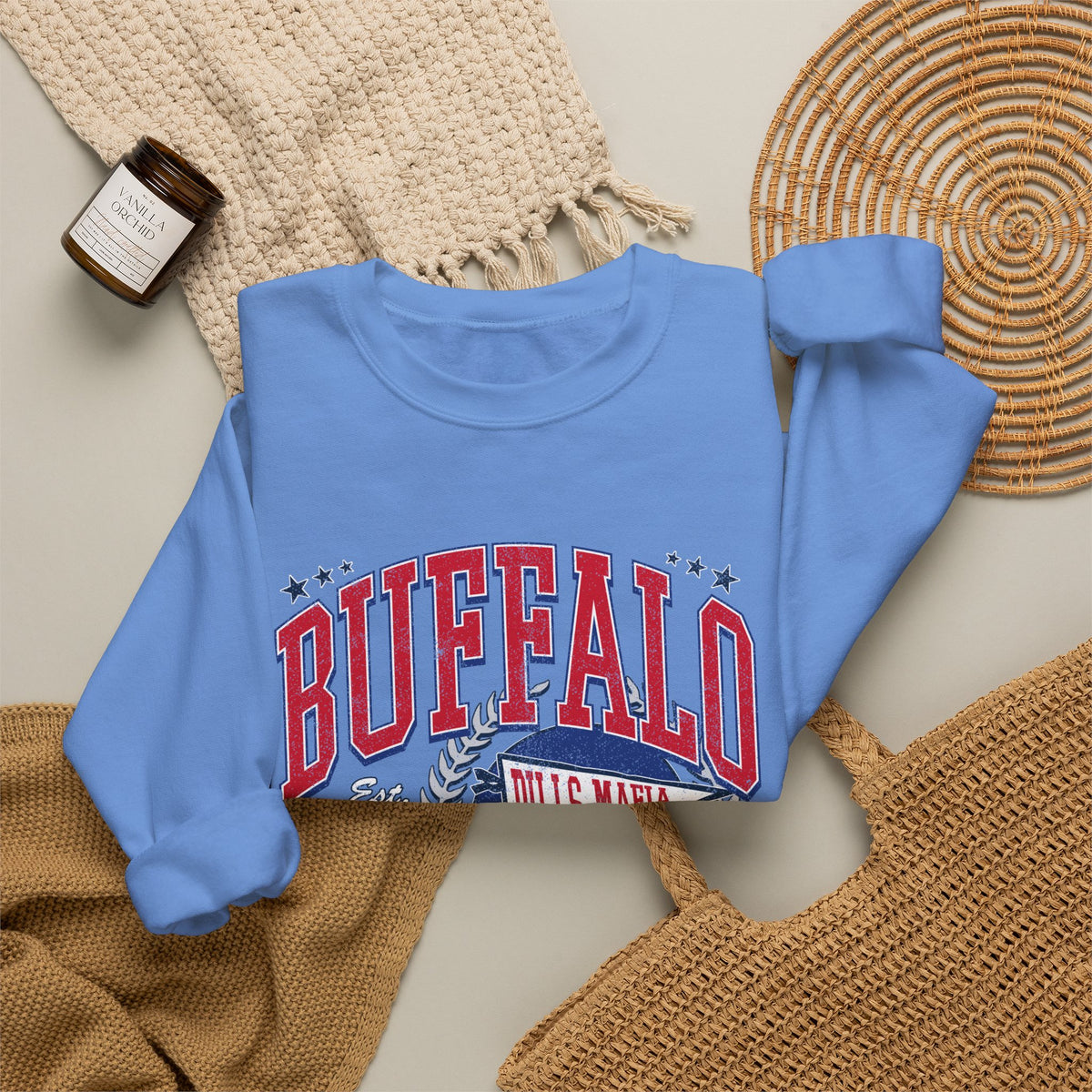 Buffalo Football Helmet Vintage Graphic Sweatshirt | 1960 Bills Logo I Gildan Crewneck Unisex