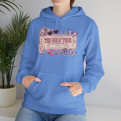 The Girls Just Wanna Have Fun Tour Ticket Graphic Hoodie | Butterfly Floral Ticket Sweatshirt