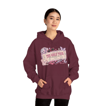 The Girls Just Wanna Have Fun Tour Ticket Graphic Hoodie | Butterfly Floral Ticket Sweatshirt