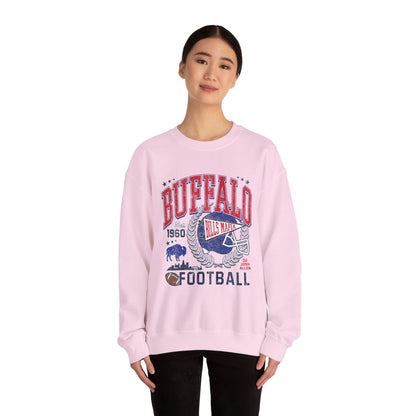 Buffalo Football Helmet Vintage Graphic Sweatshirt | 1960 Bills Logo I Gildan Crewneck Unisex