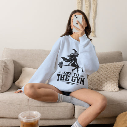 Witch Lifting Barbell Off to the Gym Sweatshirt | Halloween Fitness I Gildan